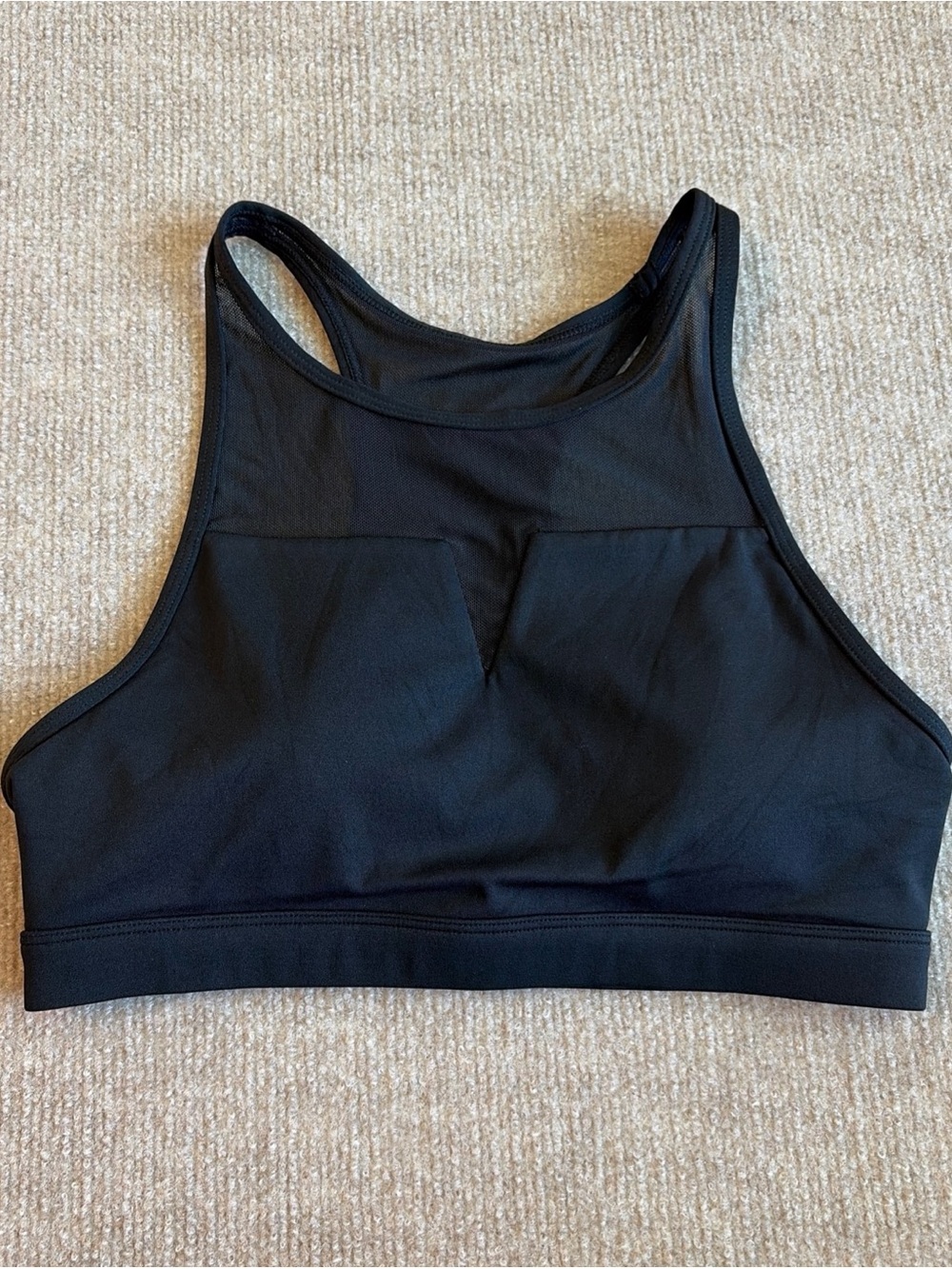 Fleo Women’s Sz Small High Neck Mesh Active Sport Bra Padded Black